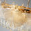 Thumbnail: Modern Crystal Ginkgo Leaf Chandelier - Luxury Gold Lighting Fixture Detail 3