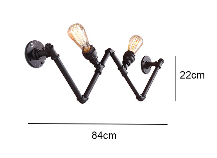 Thumbnail: Rustic Metal Pipe Sconce Vintage Edison Farmhouse Industrial Light Size