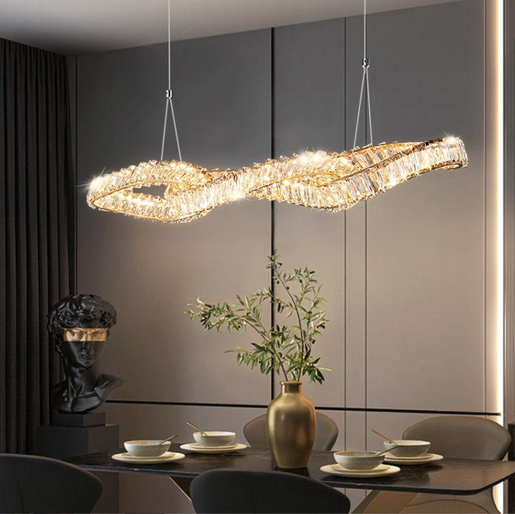 الصورة المصغرة: Modern Wave Crystal LED Chandelier - Luxury Floating Design Application 4