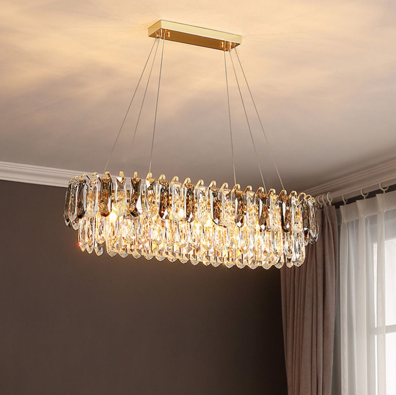 Thumbnail: Crystal Chandelier Gold Modern Pendant Light Fixture Luxury Application 11