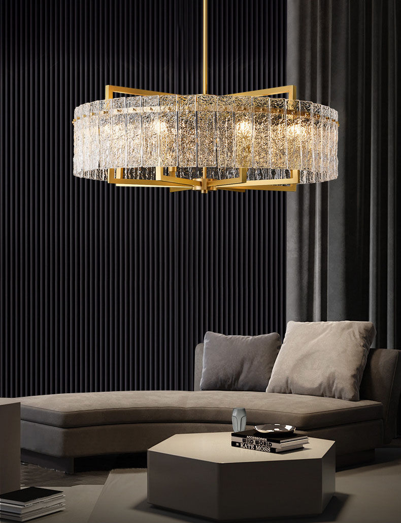 Thumbnail: Modern Crystal Chandelier - Luxury Textured Glass Pendant Light Application 4