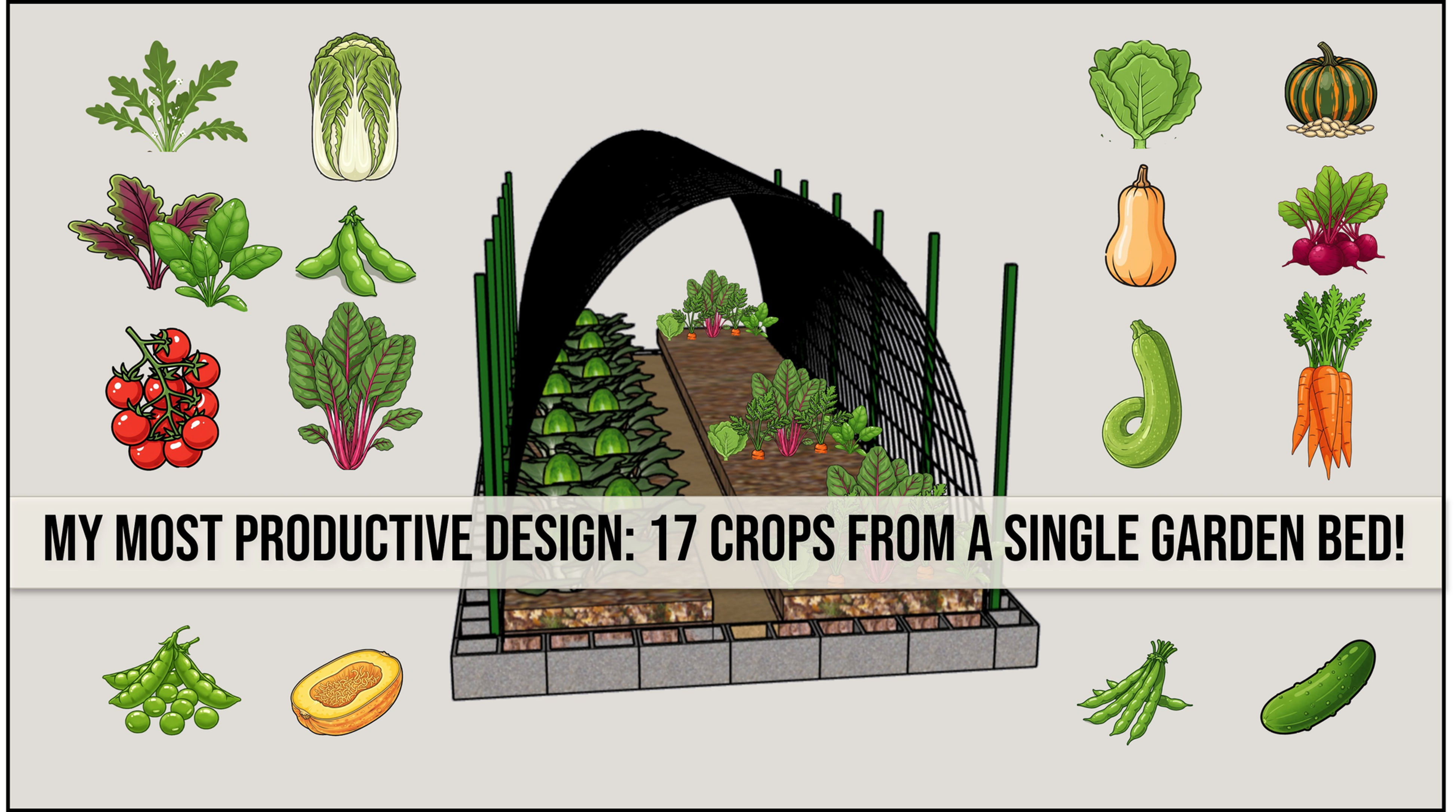 My Most Productive Garden Bed Design: 17 crops, 4 seasons, 1 Bed!