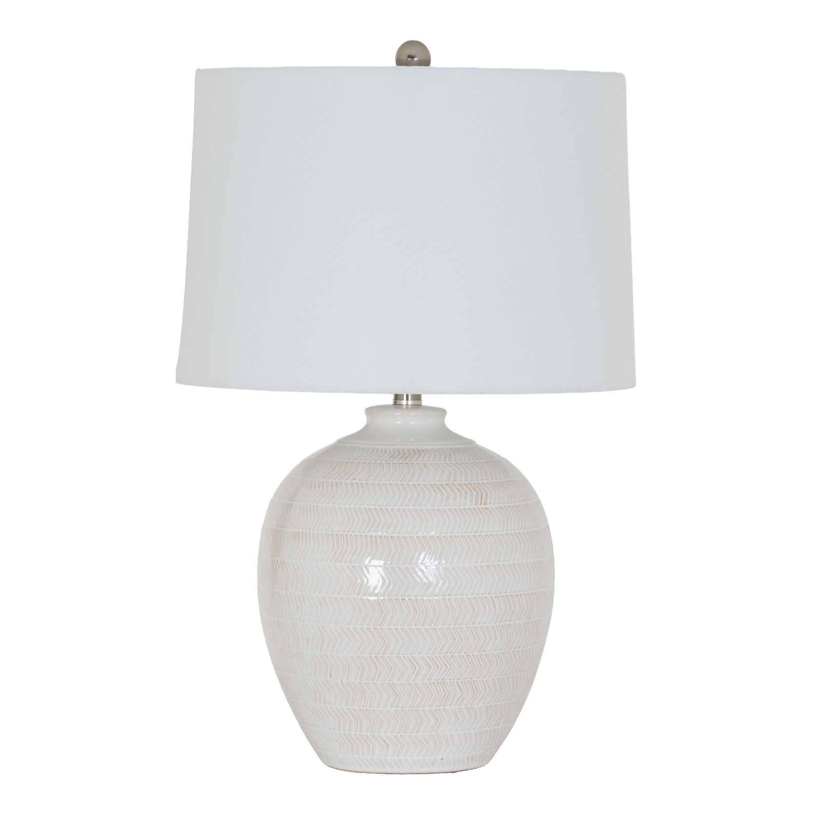 Chevronne Ceramic Table Lamp With Linen Shade
