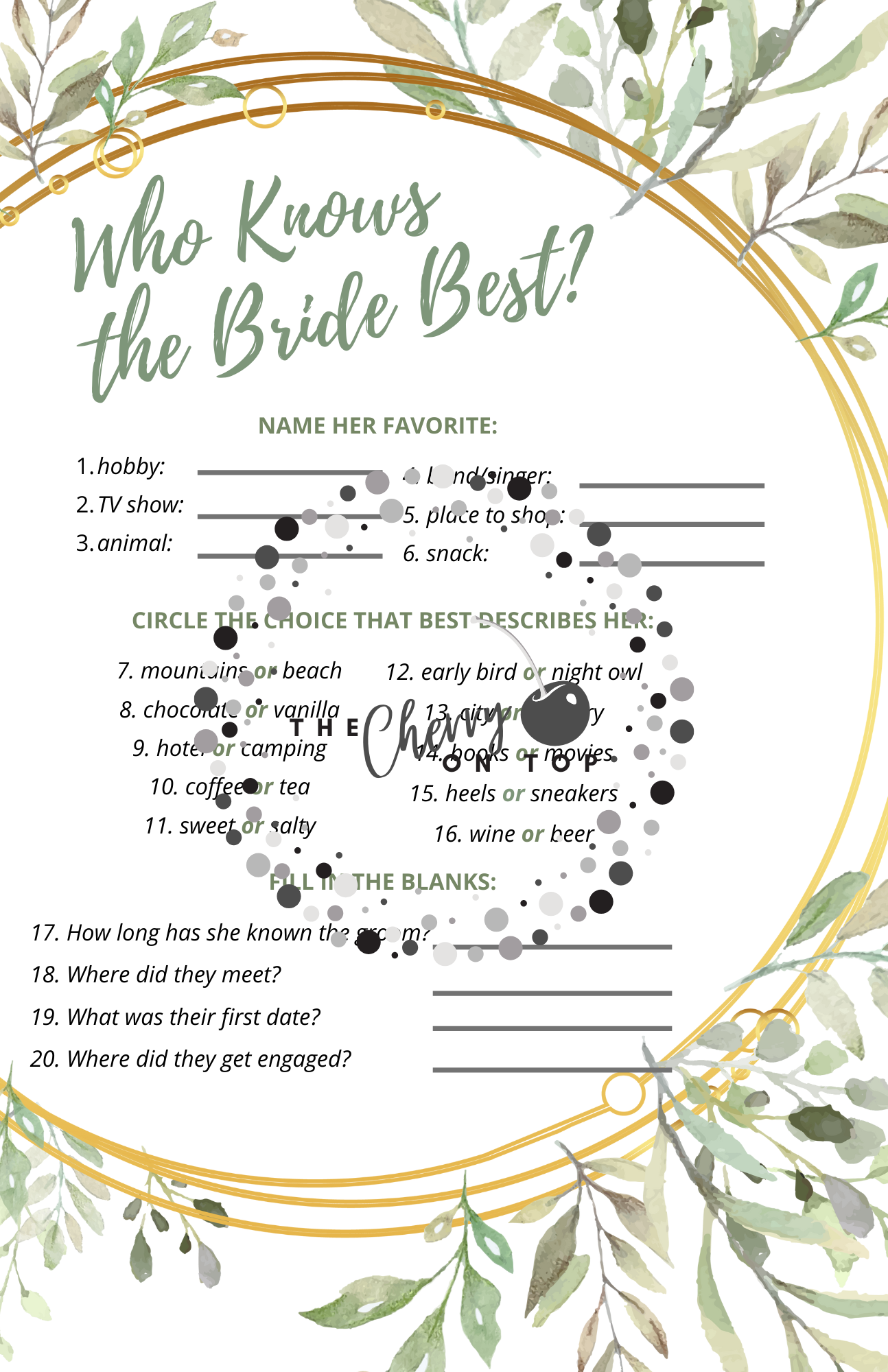 Sage and gold - who knows the bride