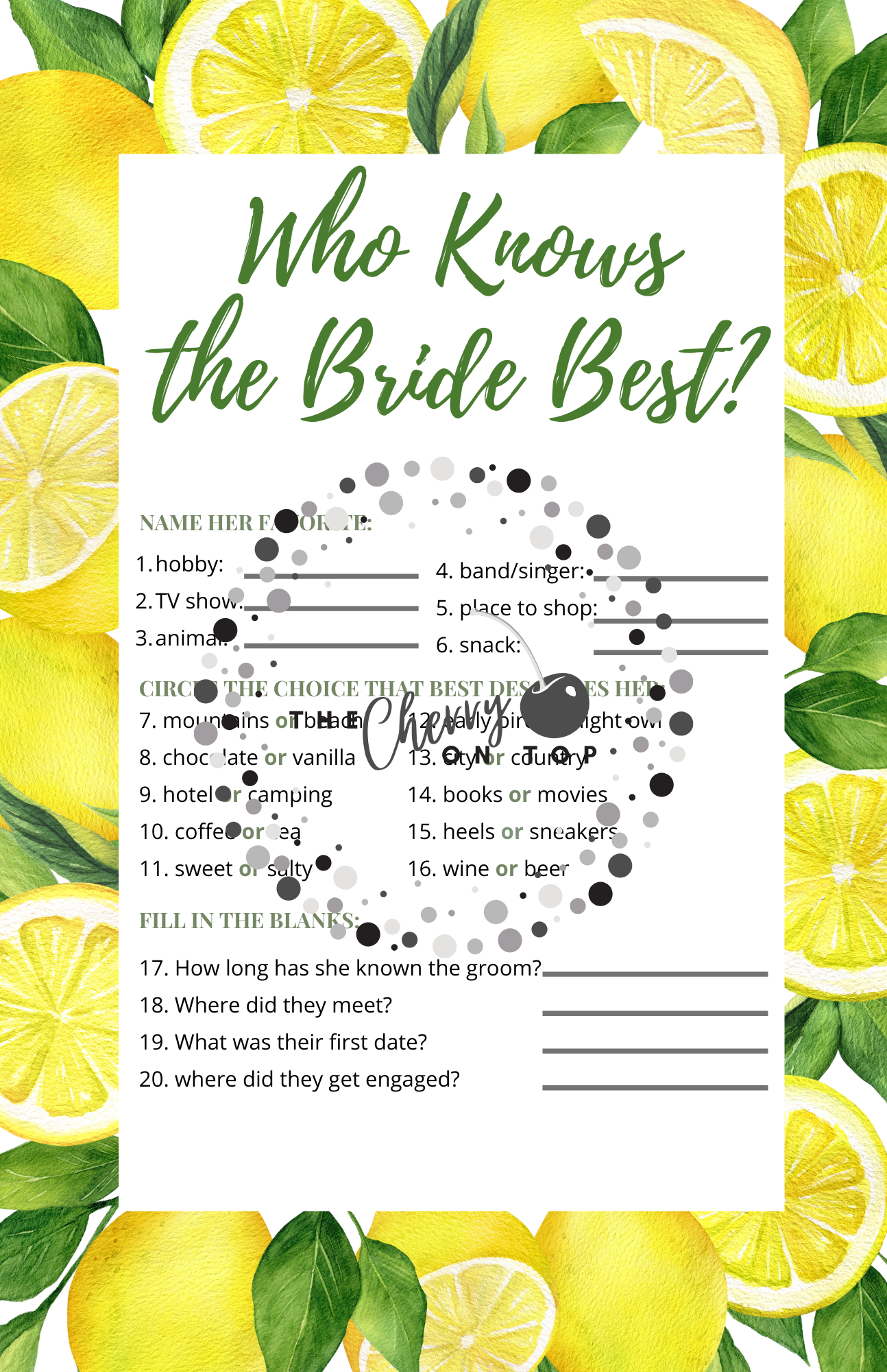 Lemon - who knows the bride