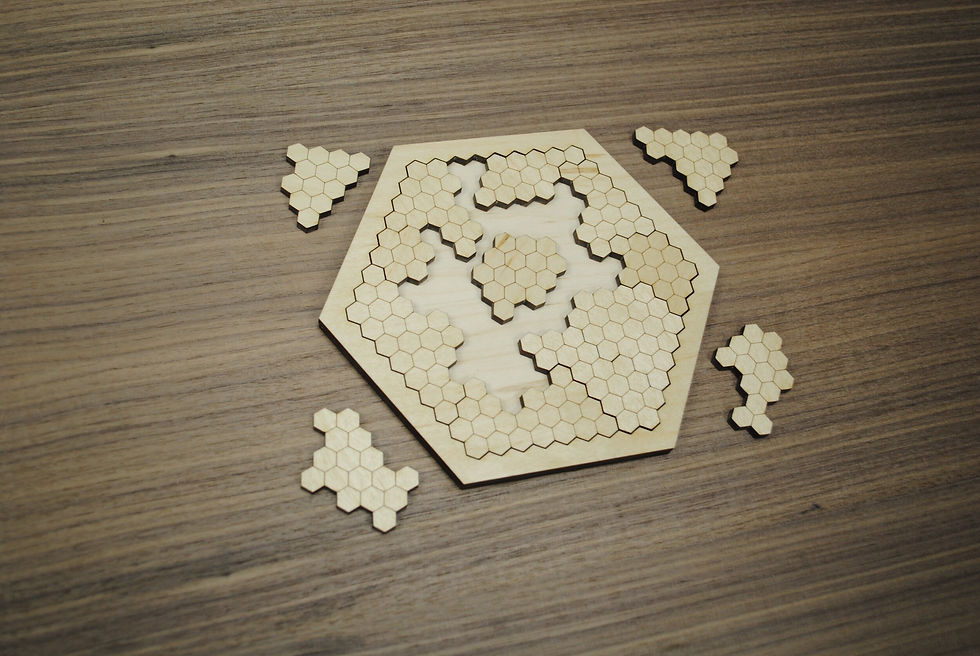 Wooden Puzzle Hexagon angled view