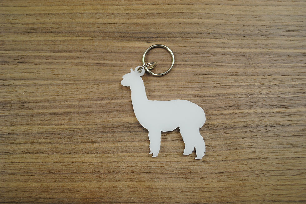 Alpaca shaped keyring, front view