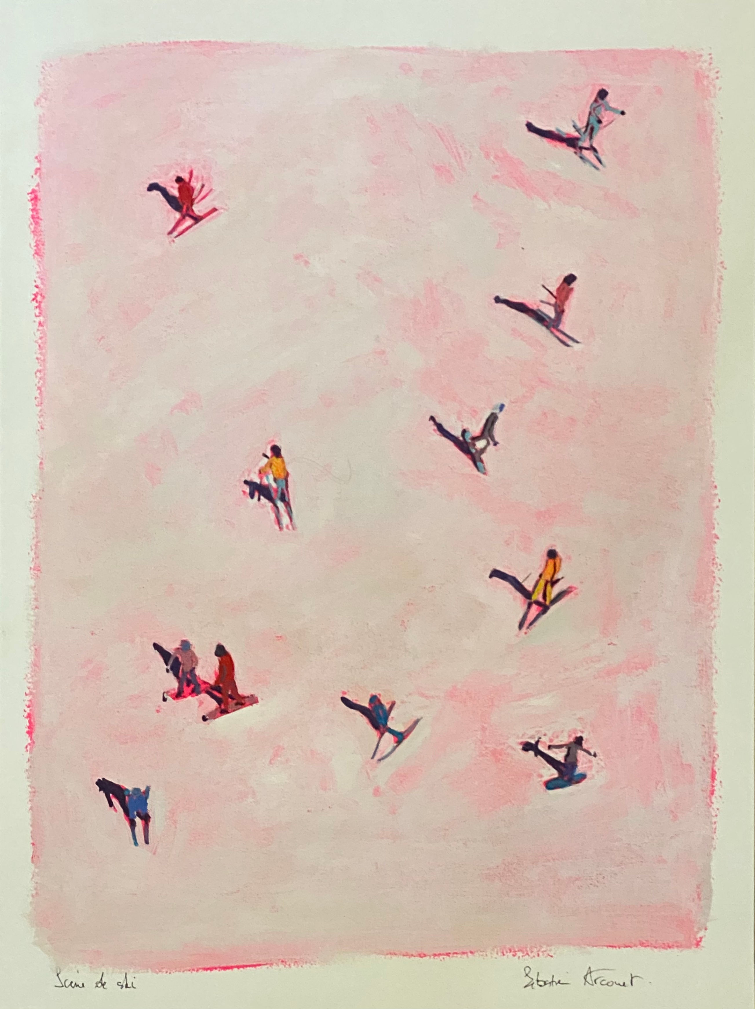 Scène de ski - 40x30cm