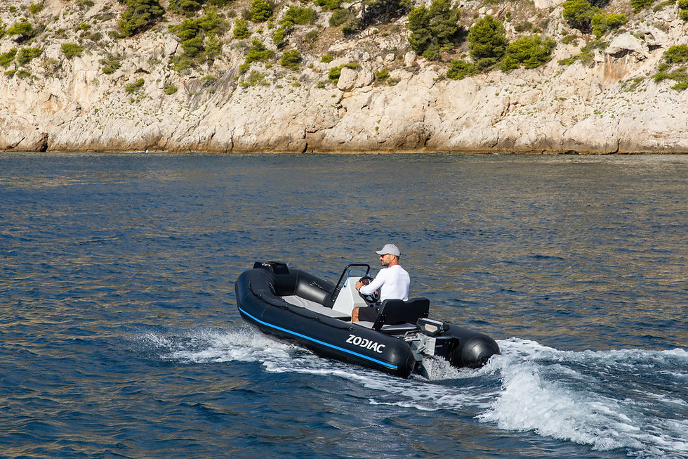 Torqueedo electric outboard engine on electric boat