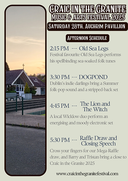 Craic in the Granite Schedule Saturday Afternoon.png