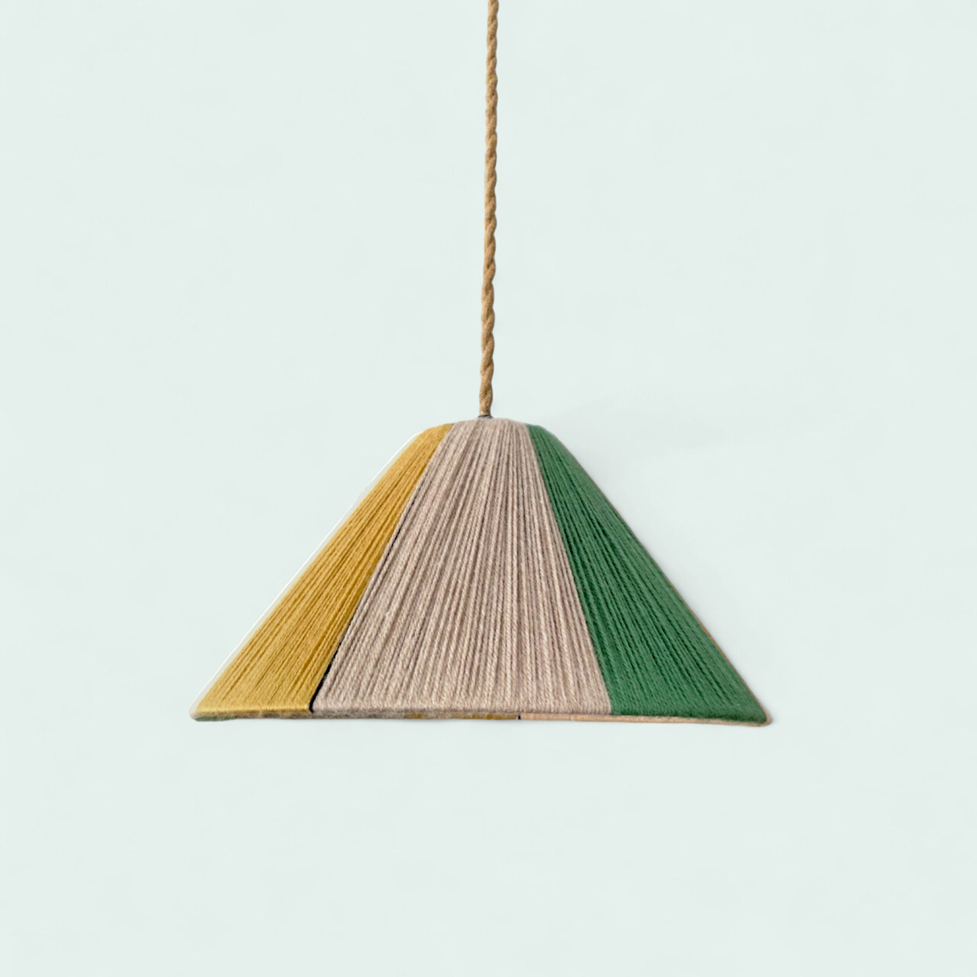 Woven wool lamp shade - yellow green beige