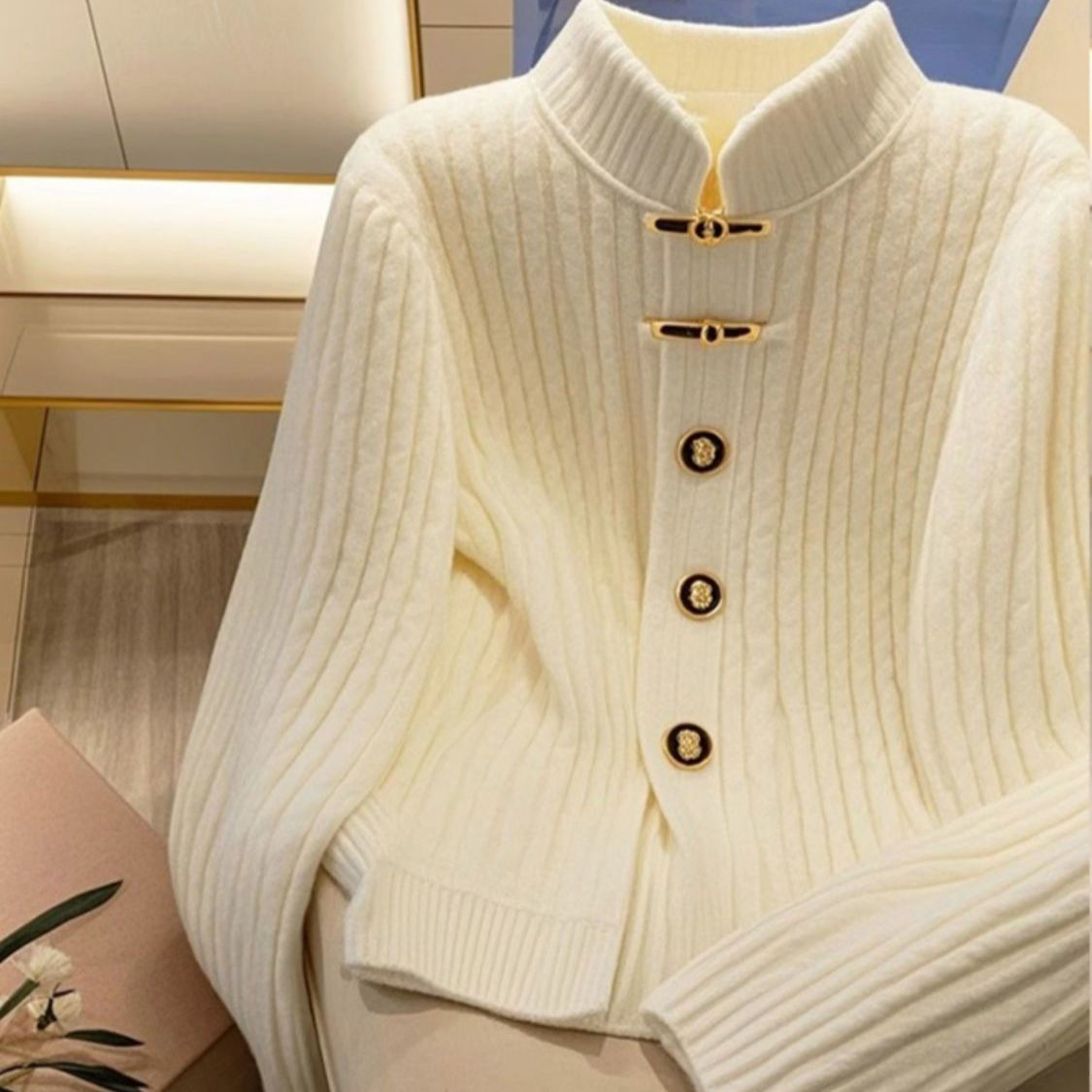 Premium Knit Mock-Neck Sweater Coat