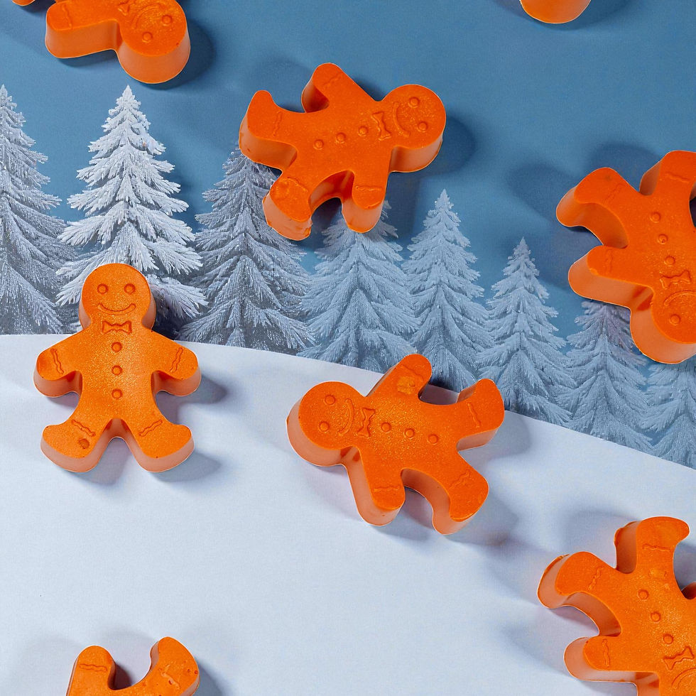 Gingerbread Man Soap with winter themed background