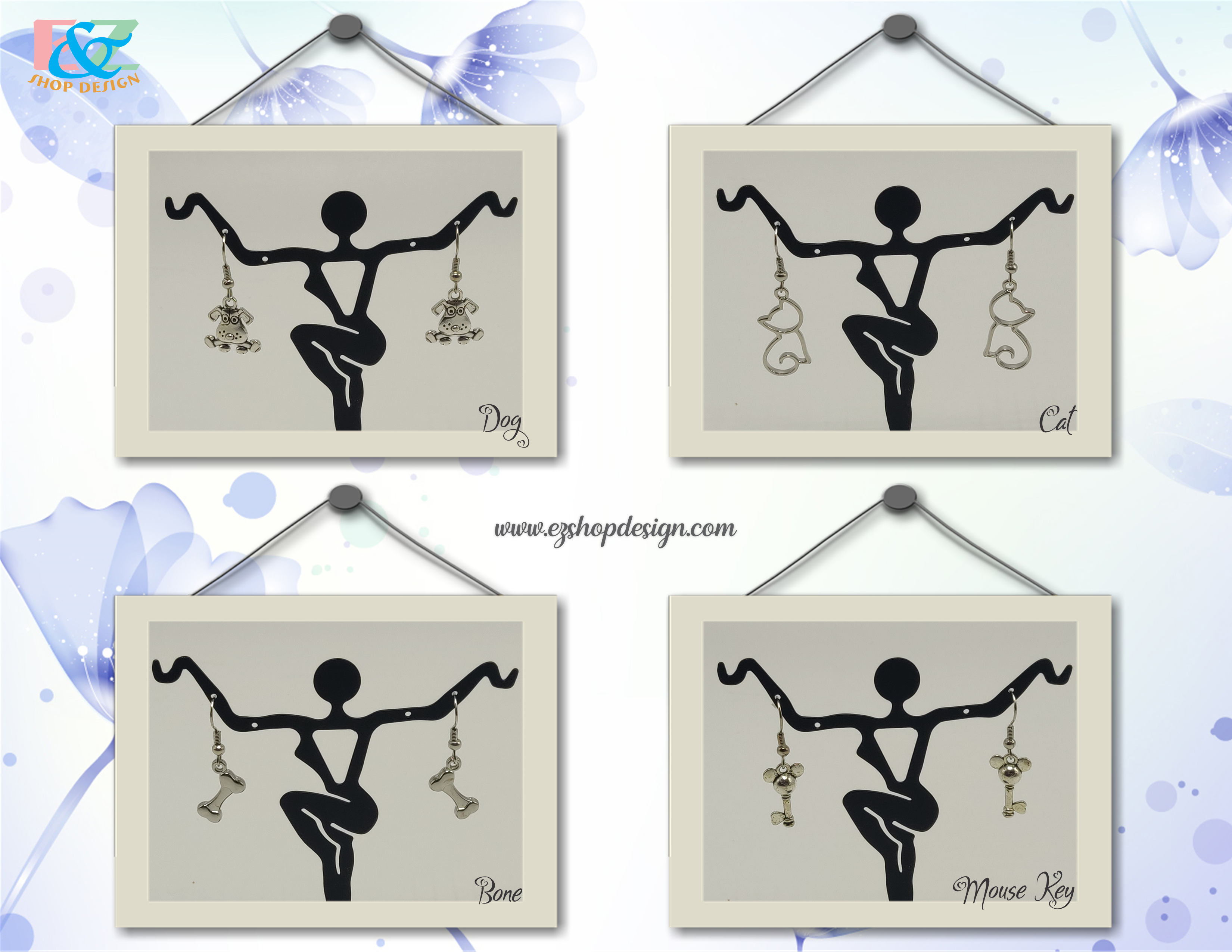 Surgical Stainless Steel Fish hook Ball Coil Dangling Charm Earrings w/Stoppers