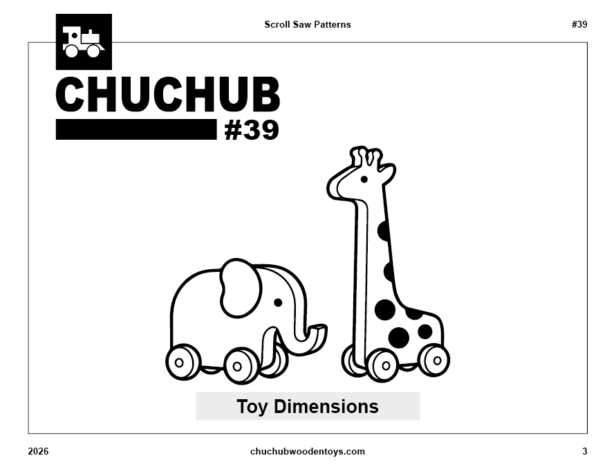 Thumbnail: 2x1 Wooden Toy Plans, Wooden Elephant and Giraffe, Download PDF & SVG