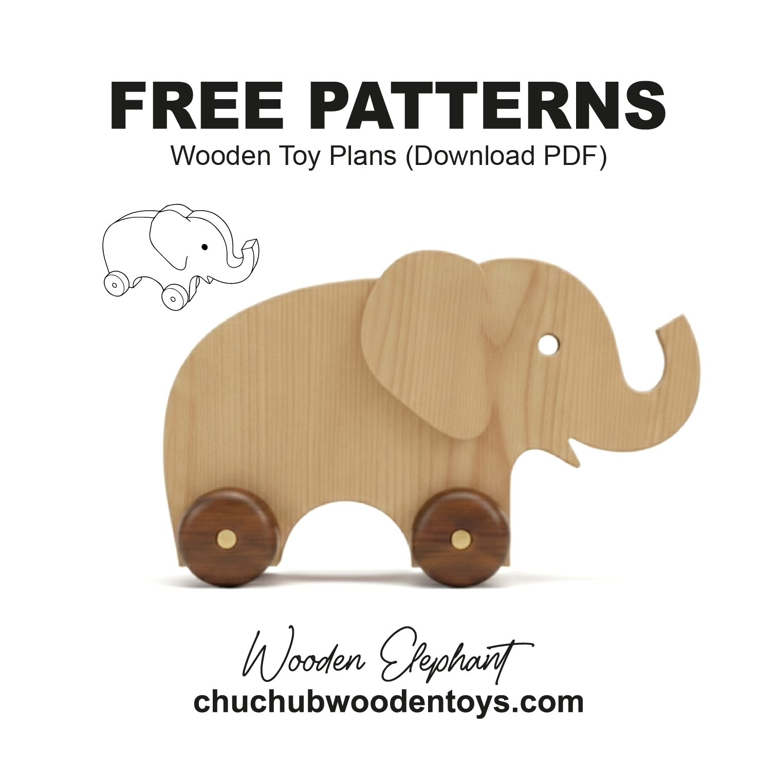 Free Wooden Toy Plans, Wooden Elephant, Download PDF 