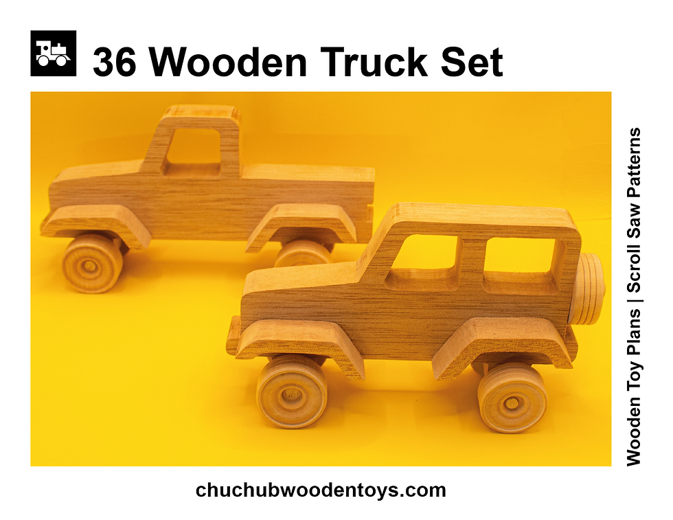 Thumbnail: Wooden Toy Plans, Wooden Jeep & Pickup Truck, Download PDF & SVG