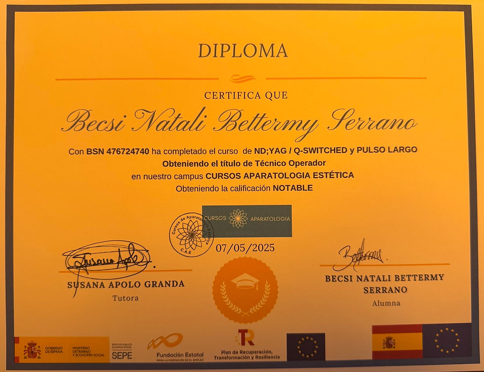 Certification Piconsecond laser, ND Yag, Q Switched