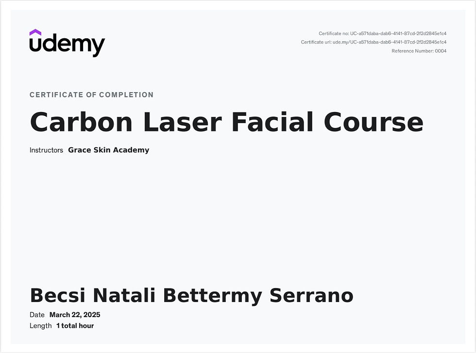 Certification Carbon Laser Peel / Hollywood Peel