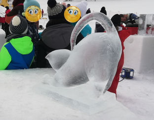 Fabienne Carreer - Le chat joueur - 12012023 - Sculpture en glace à Valloire