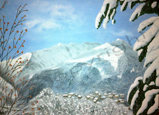 Vue du Crey du Quart sur VAlloire anneigé 60 x 80 cm - acryl-empat - dec 2014 - F. Carreer