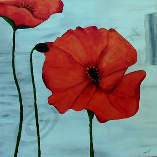 Les pavots oranges 60 cm x 60 cm  acryl empat -  mai 2014 - F. Carreer