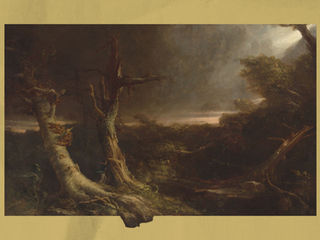 A painting of Tornado in an American Forest by Thomas Cole.