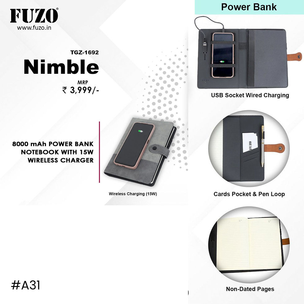 Thumbnail: FUZO Nimble 8000 mAh Power Bank Notebook with 15W Wireless Charger