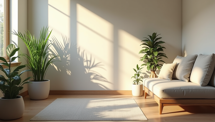 Eye-level view of a serene treatment room with natural light and calming decor