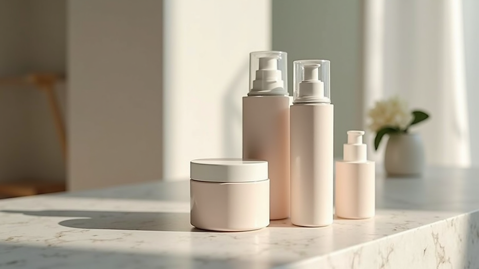 Close-up view of skincare products arranged neatly on a spa counter