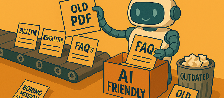 AI bot sorting content by relevance.