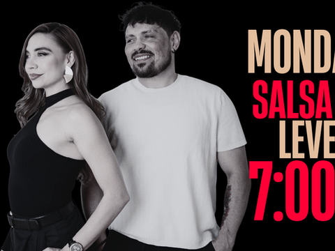 Salsa On1 Level 1 class at Motion On 2 on Mondays at 7:00PM featuring instructors promoting beginner salsa lessons in Sherman Oaks