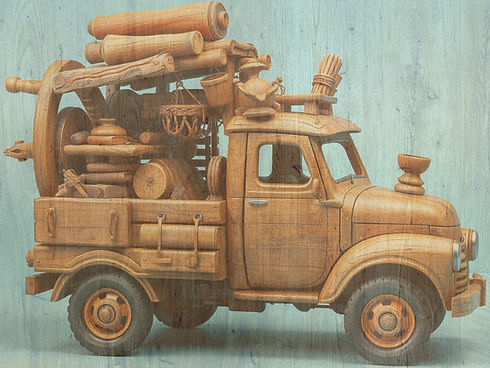 mini truck filled with wooden furniture .jpg