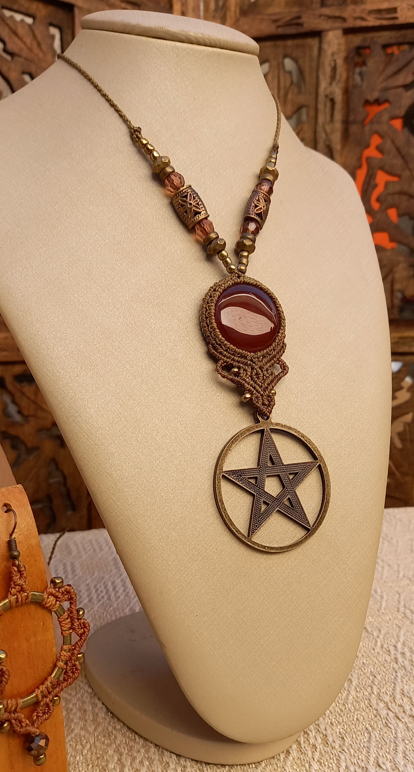 Colar de Àgata e Pingente Pentagrama