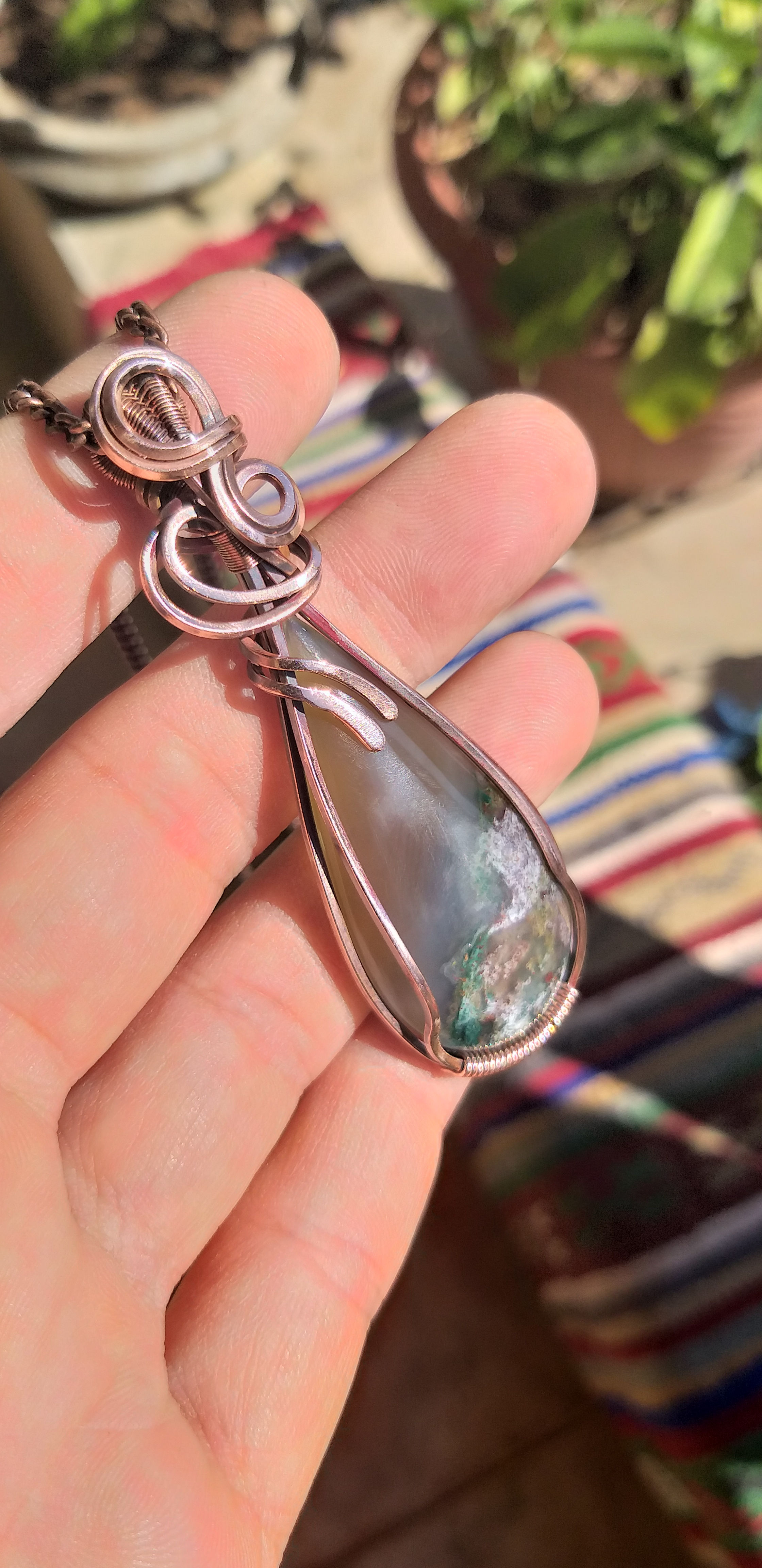 Ágata Musgo - Pingente - Cobre