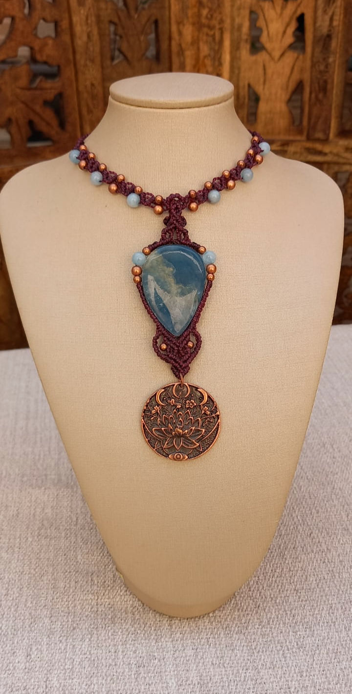 Miniatura: Gargantilha de Onice Cielo e Medalha de Lothus