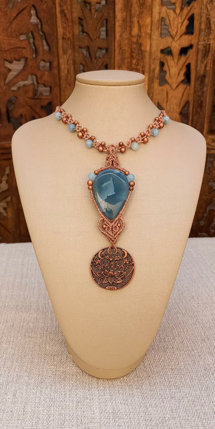 Miniatura: Gargantilha de Onice Cielo e Medalha de Lothus