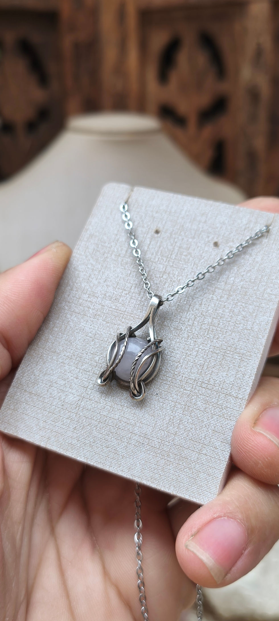 Miniatura: Pingente Quartzo Rosa - Prata 950