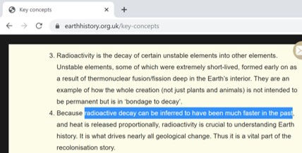 Radioactive decay can be inferred to be much faster in the past