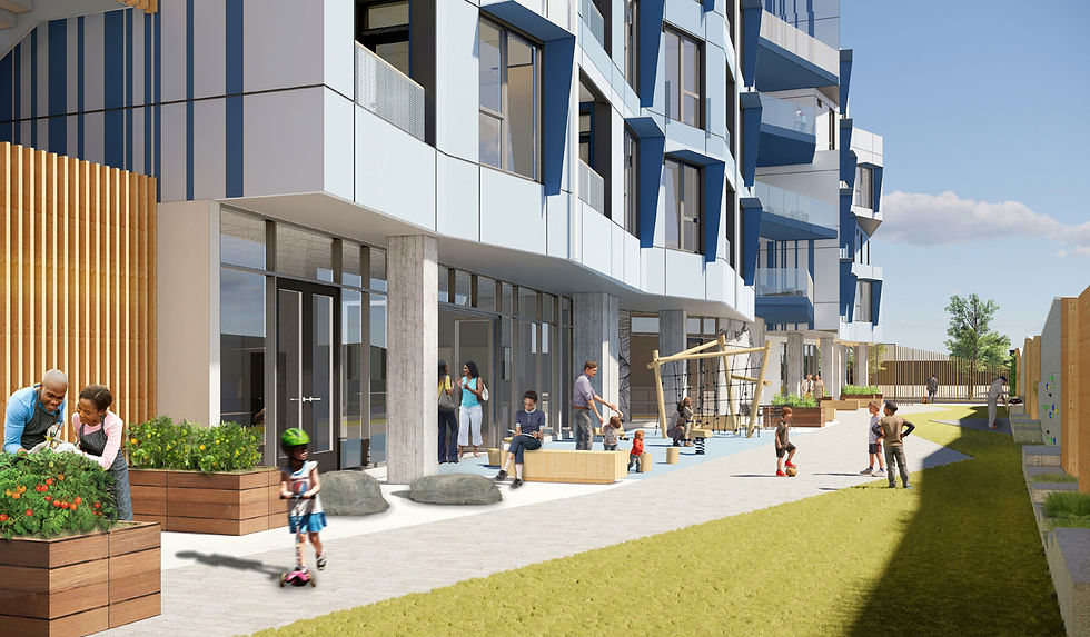 Magnolias-Affordable-Housing-Project-garden-and-childrens-play-area-rendering-by-SERA-Arch