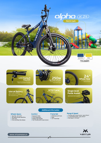 Battery Alpha Electric Cycle Virtus Motors Hub Motor ALPHA Y