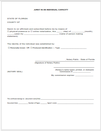 JURAT IN AN INDIVIDUAL CAPACITY