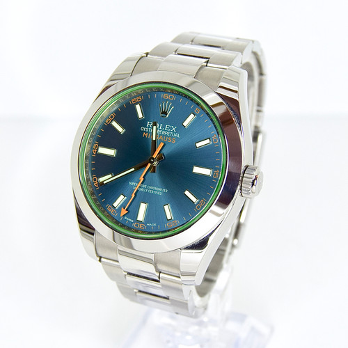 Rolex Milgauss 116400GV Box Papers 2016 Full Set Green Glass