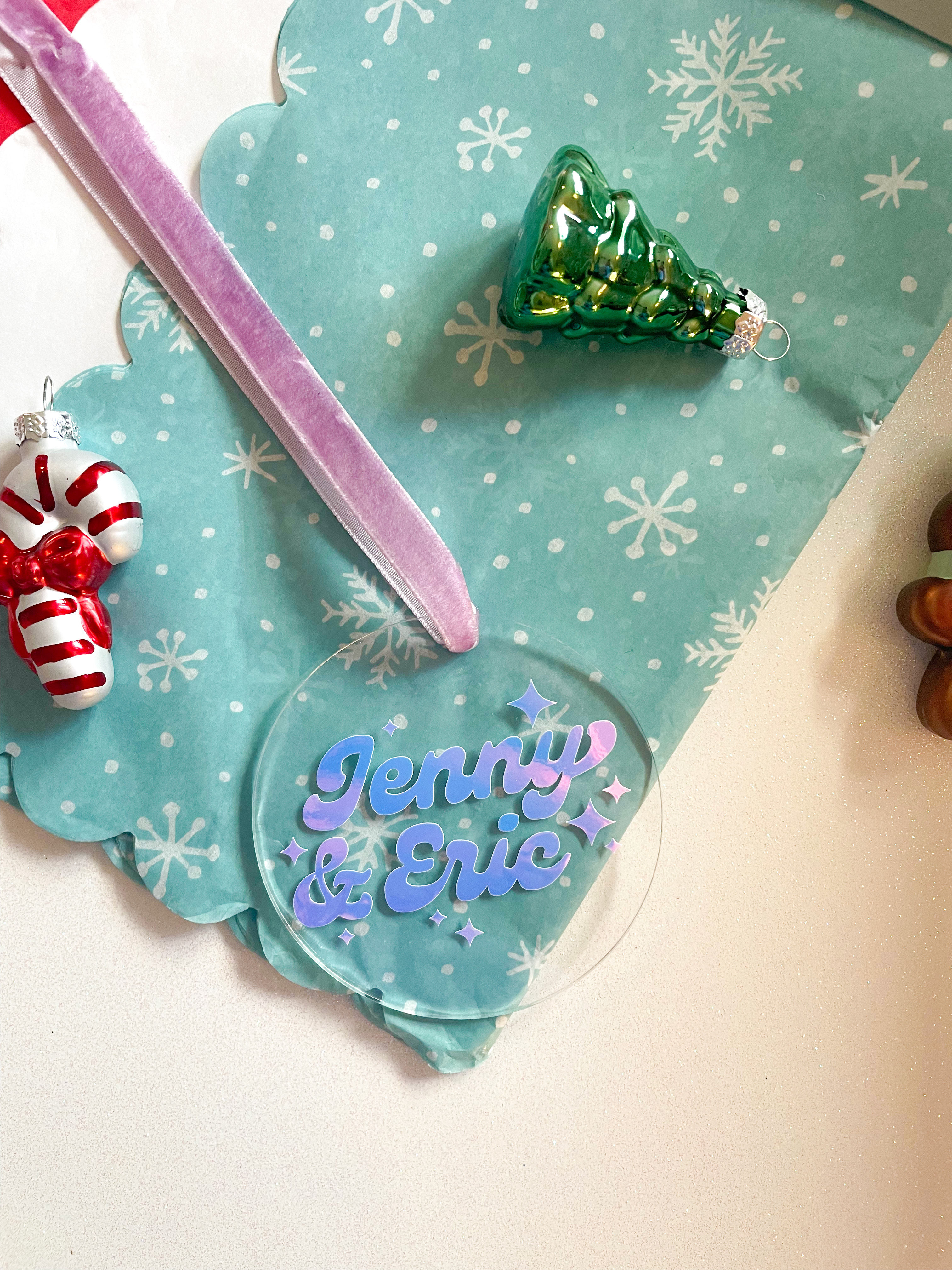 Custom Holographic Name Ornament