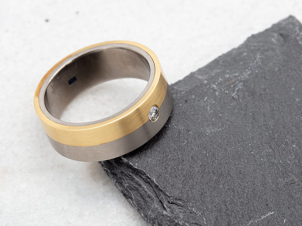 Thumbnail: 18ct Yellow Gold, Platinum and Diamond Band
