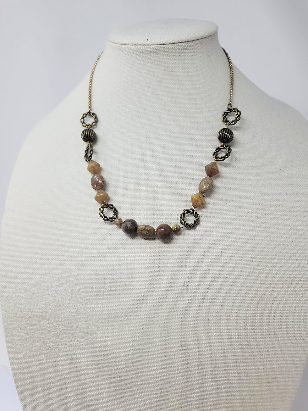 Thumbnail: Gemstone & Natural Stone Necklace with Braided Copper Accents