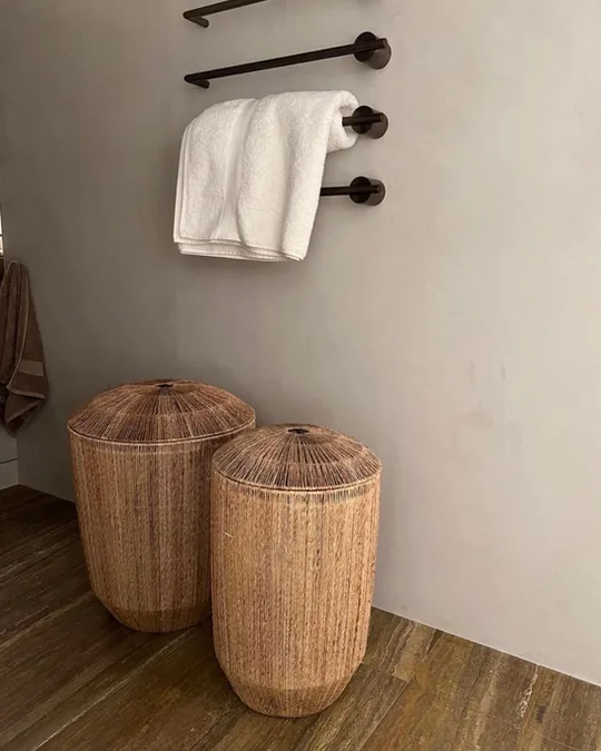 Opbergmanden in jute met deksel, natuurlijke kleur, per 2
