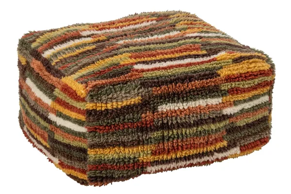 Wollen poef met geometrisch patroon in herfsttinten, 60 x 60 cm
