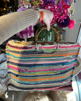 Boho bag with bamboo handle, handmade and colourful, photo 2