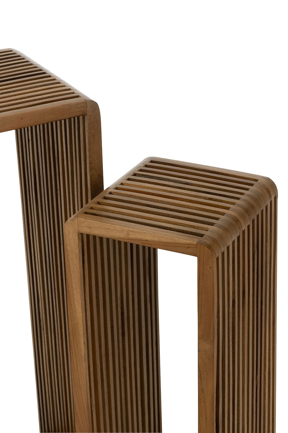 Thumbnail: set 2 teak bijzettafels / staanders